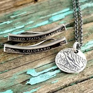 Silver State Quarter Ear Climbers & Necklace